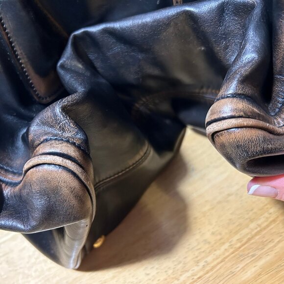 AUTHENTIC Prada Vitello Bowler Black Brown Serial No. 25 Leather Satchel Handbag - Picture 15 of 16